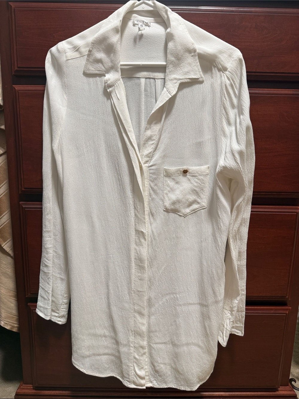 Women’s Cream Button-Down Casual Shirt - Lightweight Long Sleeve